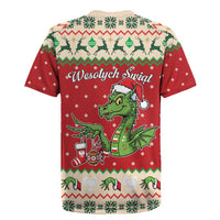 Poland Dinosaur Christmas Rugby Jersey Polish Smok Wawelski Wesołych Swiat - Wonder Print Shop