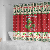 Poland Dinosaur Christmas Shower Curtain Polish Smok Wawelski Wesołych Swiat - Wonder Print Shop