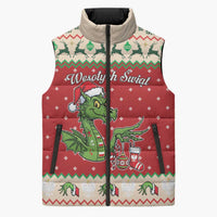 Poland Dinosaur Christmas Sleeveless Puffer Jacket Polish Smok Wawelski Wesołych Swiat - Wonder Print Shop