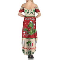 Poland Dinosaur Christmas Summer Maxi Dress Polish Smok Wawelski Wesołych Swiat - Wonder Print Shop