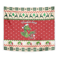 Poland Dinosaur Christmas Tapestry Polish Smok Wawelski Wesołych Swiat - Wonder Print Shop