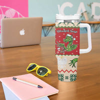 Poland Dinosaur Christmas Tumbler With Handle Polish Smok Wawelski Wesołych Swiat - Wonder Print Shop