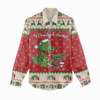 Poland Dinosaur Christmas Women Casual Shirt Polish Smok Wawelski Wesołych Swiat - Wonder Print Shop