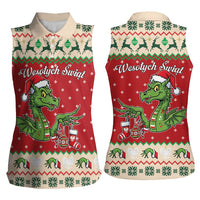 Poland Dinosaur Christmas Women Sleeveless Polo Shirt Polish Smok Wawelski Wesołych Swiat - Wonder Print Shop