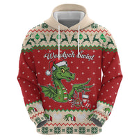 Poland Dinosaur Christmas Zip Hoodie Polish Smok Wawelski Wesołych Swiat - Wonder Print Shop