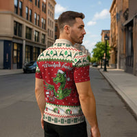 Poland Dinosaur Christmas Zipper Polo Shirt Polish Smok Wawelski Wesołych Swiat - Wonder Print Shop