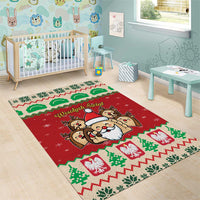 Poland Christmas Area Rug Pierogi Mascot Santa Claus Wesołych Swiat - Wonder Print Shop