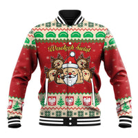 Poland Christmas Baseball Jacket Pierogi Mascot Santa Claus Wesołych Swiat - Wonder Print Shop