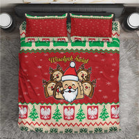 Poland Christmas Bedding Set Pierogi Mascot Santa Claus Wesołych Swiat - Wonder Print Shop