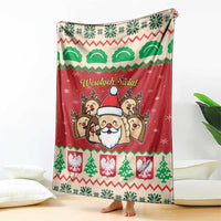 Poland Christmas Blanket Pierogi Mascot Santa Claus Wesołych Swiat - Wonder Print Shop