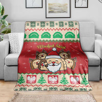 Poland Christmas Blanket Pierogi Mascot Santa Claus Wesołych Swiat - Wonder Print Shop