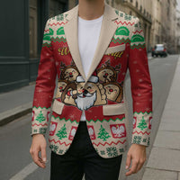 Poland Christmas Blazer Pierogi Mascot Santa Claus Wesołych Swiat - Wonder Print Shop