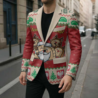 Poland Christmas Blazer Pierogi Mascot Santa Claus Wesołych Swiat - Wonder Print Shop