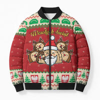 Poland Christmas Bomber Puffer Jacket Pierogi Mascot Santa Claus Wesołych Swiat - Wonder Print Shop