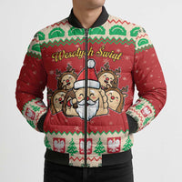 Poland Christmas Bomber Puffer Jacket Pierogi Mascot Santa Claus Wesołych Swiat - Wonder Print Shop