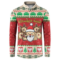 Poland Christmas Button Sweatshirt Pierogi Mascot Santa Claus Wesołych Swiat - Wonder Print Shop