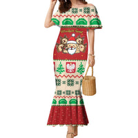 Poland Christmas Family Matching Mermaid Dress and Hawaiian Shirt Pierogi Mascot Santa Claus Wesołych Swiat - Wonder Print Shop