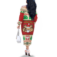 Poland Christmas Family Matching Off The Shoulder Long Sleeve Dress and Hawaiian Shirt Pierogi Mascot Santa Claus Wesołych Swiat - Wonder Print Shop