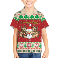 Poland Christmas Family Matching Short Sleeve Bodycon Dress and Hawaiian Shirt Pierogi Mascot Santa Claus Wesołych Swiat - Wonder Print Shop