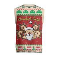 Poland Christmas Knitted V-Neck Vest Pierogi Mascot Santa Claus Wesołych Swiat - Wonder Print Shop