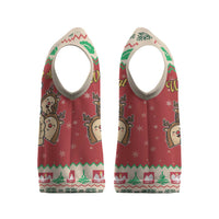 Poland Christmas Knitted V-Neck Vest Pierogi Mascot Santa Claus Wesołych Swiat - Wonder Print Shop