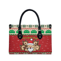 Poland Christmas Leather Bag Pierogi Mascot Santa Claus Wesołych Swiat - Wonder Print Shop
