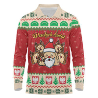 Poland Christmas Long Sleeve Polo Shirt Pierogi Mascot Santa Claus Wesołych Swiat - Wonder Print Shop