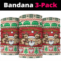 Poland Christmas Neck Gaiter Pierogi Mascot Santa Claus Wesołych Swiat - Wonder Print Shop