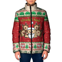 Poland Christmas Padded Jacket Pierogi Mascot Santa Claus Wesołych Swiat - Wonder Print Shop