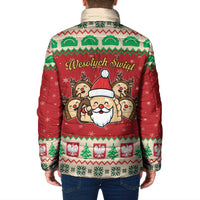Poland Christmas Padded Jacket Pierogi Mascot Santa Claus Wesołych Swiat - Wonder Print Shop