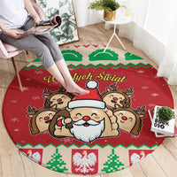 Poland Christmas Round Carpet Pierogi Mascot Santa Claus Wesołych Swiat - Wonder Print Shop