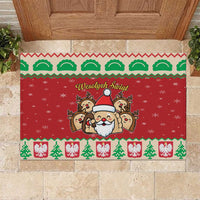 Poland Christmas Rubber Doormat Pierogi Mascot Santa Claus Wesołych Swiat - Wonder Print Shop