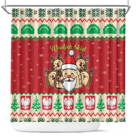 Poland Christmas Shower Curtain Pierogi Mascot Santa Claus Wesołych Swiat - Wonder Print Shop
