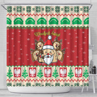 Poland Christmas Shower Curtain Pierogi Mascot Santa Claus Wesołych Swiat - Wonder Print Shop