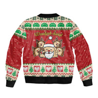 Poland Christmas Sleeve Zip Bomber Jacket Pierogi Mascot Santa Claus Wesołych Swiat - Wonder Print Shop