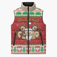 Poland Christmas Sleeveless Puffer Jacket Pierogi Mascot Santa Claus Wesołych Swiat - Wonder Print Shop