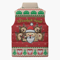 Poland Christmas Sleeveless Puffer Jacket Pierogi Mascot Santa Claus Wesołych Swiat - Wonder Print Shop