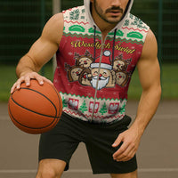 Poland Christmas Sleeveless Zip Hoodie Pierogi Mascot Santa Claus Wesołych Swiat - Wonder Print Shop