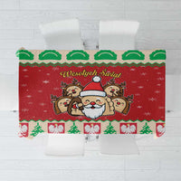 Poland Christmas Tablecloth Pierogi Mascot Santa Claus Wesołych Swiat - Wonder Print Shop