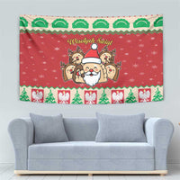 Poland Christmas Tapestry Pierogi Mascot Santa Claus Wesołych Swiat - Wonder Print Shop