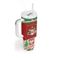 Poland Christmas Tumbler With Handle Pierogi Mascot Santa Claus Wesołych Swiat - Wonder Print Shop