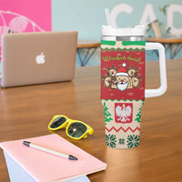 Poland Christmas Tumbler With Handle Pierogi Mascot Santa Claus Wesołych Swiat - Wonder Print Shop