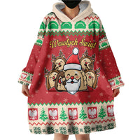 Poland Christmas Wearable Blanket Hoodie Pierogi Mascot Santa Claus Wesołych Swiat - Wonder Print Shop