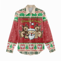 Poland Christmas Women Casual Shirt Pierogi Mascot Santa Claus Wesołych Swiat - Wonder Print Shop