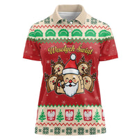 Poland Christmas Women Polo Shirt Pierogi Mascot Santa Claus Wesołych Swiat - Wonder Print Shop