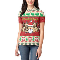 Poland Christmas Women Polo Shirt Pierogi Mascot Santa Claus Wesołych Swiat - Wonder Print Shop