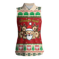 Poland Christmas Women Sleeveless Polo Shirt Pierogi Mascot Santa Claus Wesołych Swiat - Wonder Print Shop