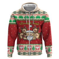 Poland Christmas Zip Hoodie Pierogi Mascot Santa Claus Wesołych Swiat - Wonder Print Shop