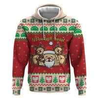 Poland Christmas Zip Hoodie Pierogi Mascot Santa Claus Wesołych Swiat - Wonder Print Shop
