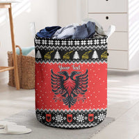Personalized Albania Christmas Eagle Laundry Basket The Double-headed Eagle - Wonder Print Shop
